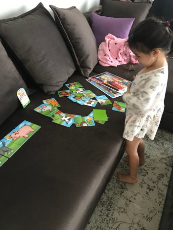 Toddler playing with puzzles
